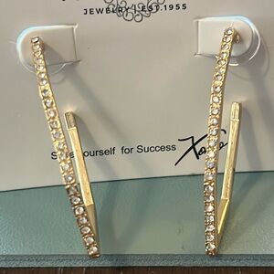 NEW : Park Lane Gokd Angular Hexa- Hoops with CZ Pave.  stunning!